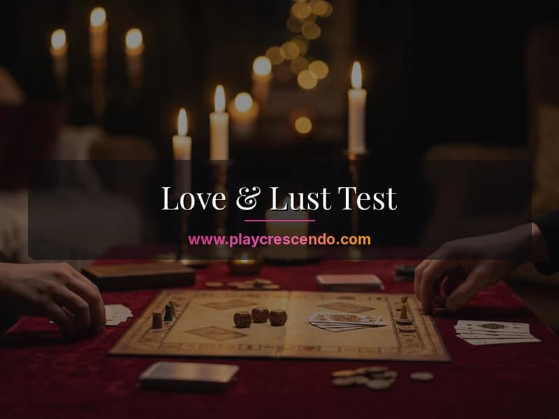 Love and Lust Game — erotisches Brettspiel für Paare auf einem Tisch mit Kerzenlicht