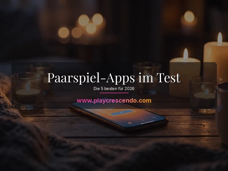 Smartphone mit einem Paarspiel auf dem Display, daneben Kerzen und zwei Gläser Wein